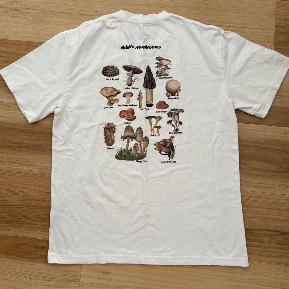 White Cotton Mushroom T Shirt Size M